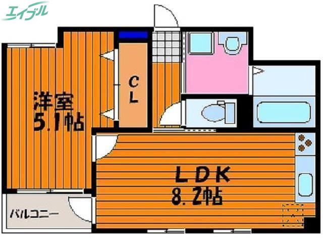 ルミエール大供(1LDK/8階)の間取り写真