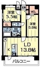 アザレアヒルズ(2LDK/1階)の間取り写真