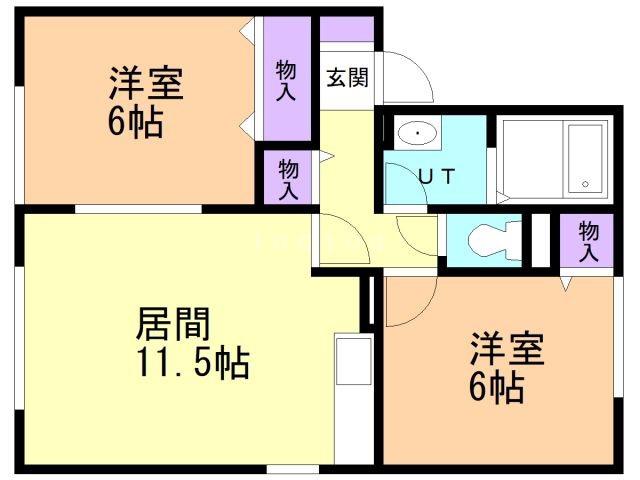 ファイン若宮(2LDK/1階)の間取り写真