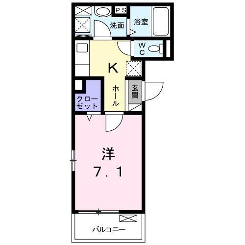 レーヴ市ヶ尾II(1K/2階)の間取り写真