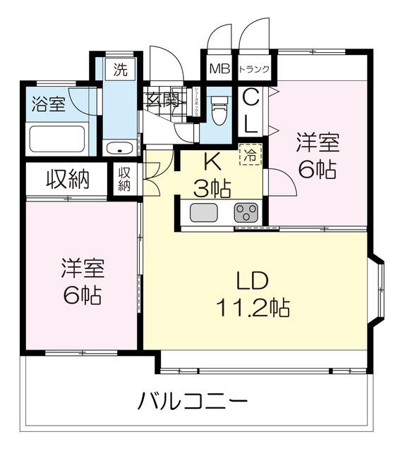 SYOジャンヌ・マリー泉(2LDK/2階)の間取り写真