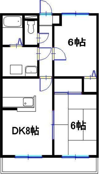 メゾン城南(2DK/2階)の間取り写真