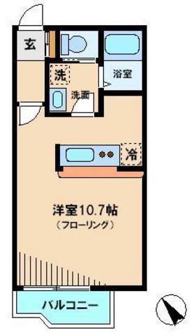 カルム落合(ワンルーム/2階)の間取り写真