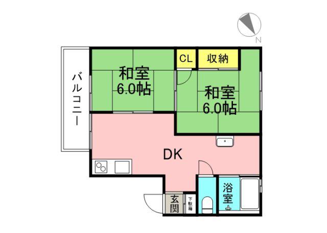 BAUHAUS舟入南(2DK/3階)の間取り写真