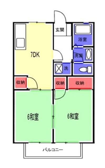 ハイツロワール(2DK/1階)の間取り写真