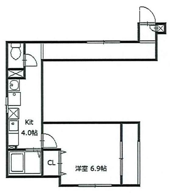 カーサヴェルデ高津(1K/2階)の間取り写真