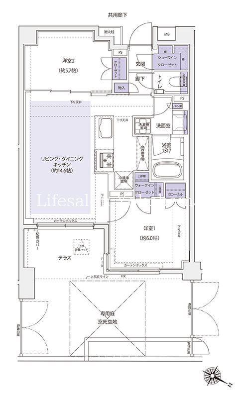 KDXレジデンス横濱紅葉坂 1F(1SLDK/1階)の間取り写真