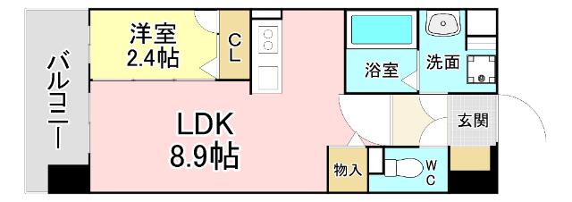 アピアランス歯大前(1LDK/7階)の間取り写真