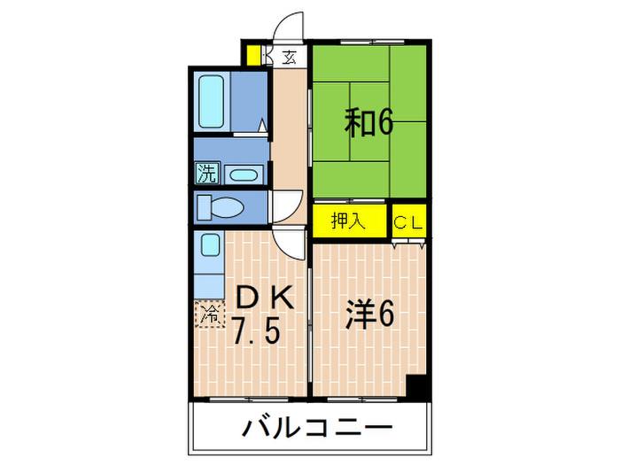 メゾンアーサ熊内橋(2DK/2階)の間取り写真
