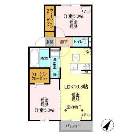 三の丸キャッスル B(2LDK/1階)の間取り写真