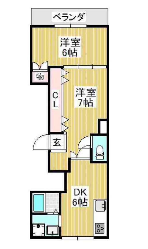 ハイムフロイデ(2DK/2階)の間取り写真