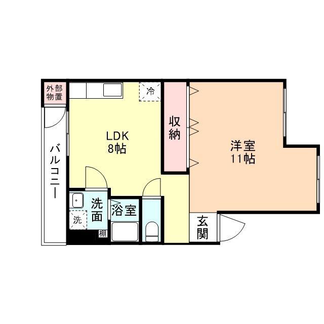 館出マンション(1LDK/4階)の間取り写真