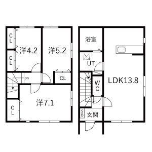 シェモア(3LDK/1階)の間取り写真