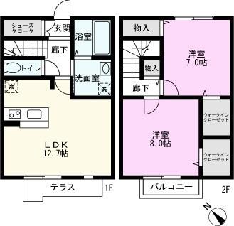 アンベリール美園(2LDK/1階)の間取り写真
