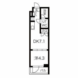 マテリア洗足池(1DK/1階)の間取り写真
