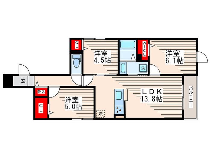 セレスティア東葛西V(3LDK/3階)の間取り写真