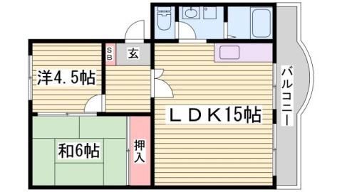 メゾン北鈴(2LDK/5階)の間取り写真