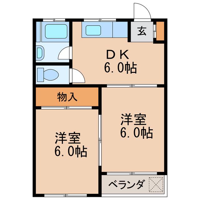 明治第一ビル(2DK/2階)の間取り写真