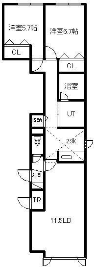 オーブ I(2LDK/2階)の間取り写真