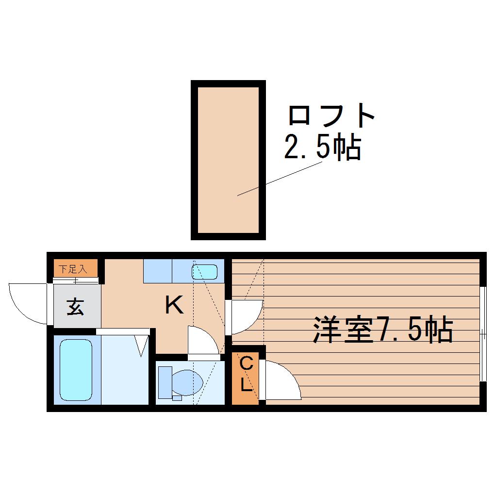 HILL FINE(1K/2階)の間取り写真