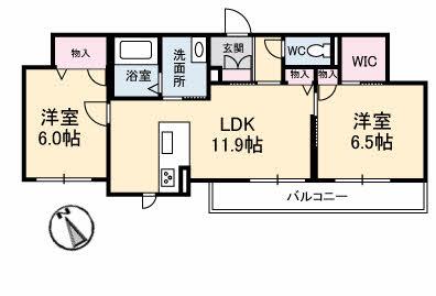 グランフリー庚午北(2LDK/2階)の間取り写真