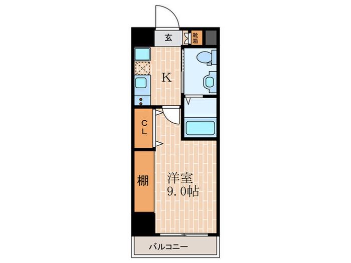 アルテ兵庫津(1K/2階)の間取り写真