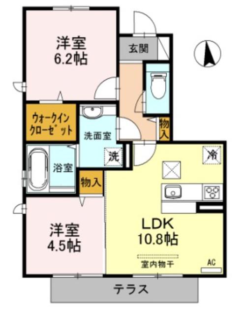 プリマベーラ八尾 A棟(2LDK/1階)の間取り写真