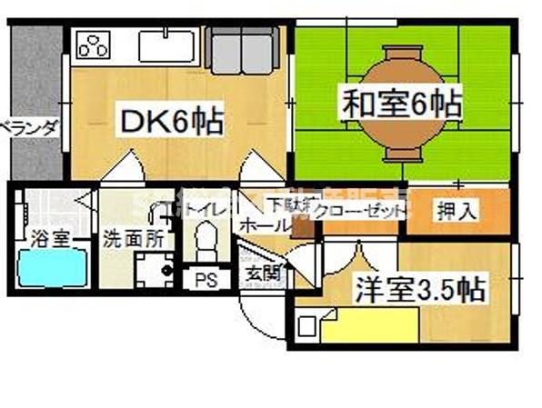 ステイツ稲葉(2DK/2階)の間取り写真