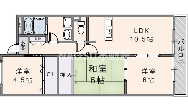 サンジョイ(3LDK/3階)の間取り写真