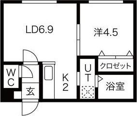 ル・ファール南6条 イースト(1LDK/2階)の間取り写真
