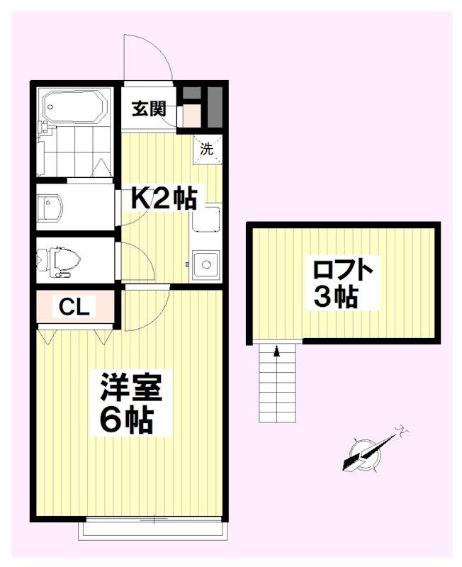 ブリーズフォーレ(1K/2階)の間取り写真