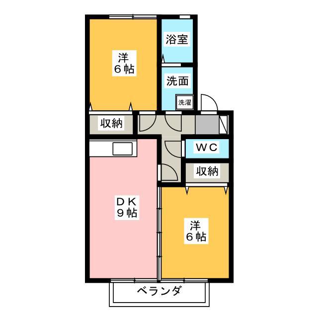 アムール(2DK/2階)の間取り写真