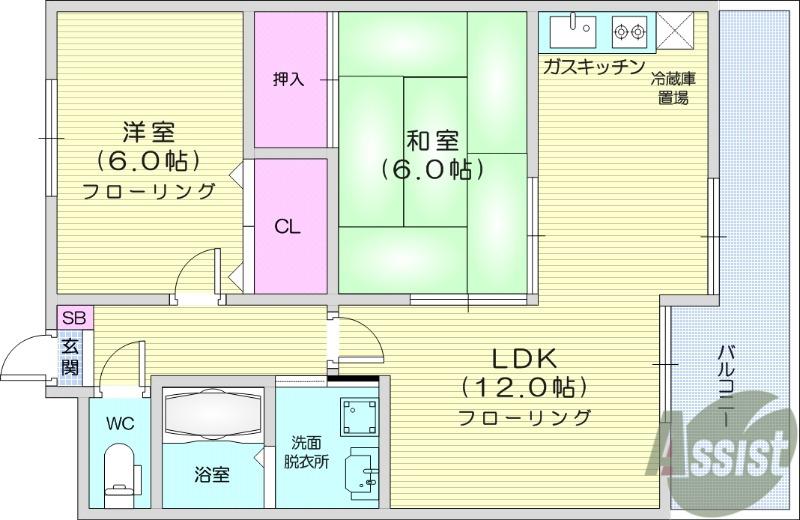 ロワジールK(2LDK/3階)の間取り写真