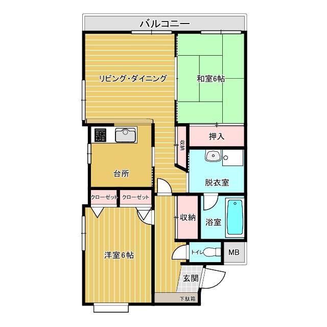 エルカミーノIIB棟(2LDK/1階)の間取り写真