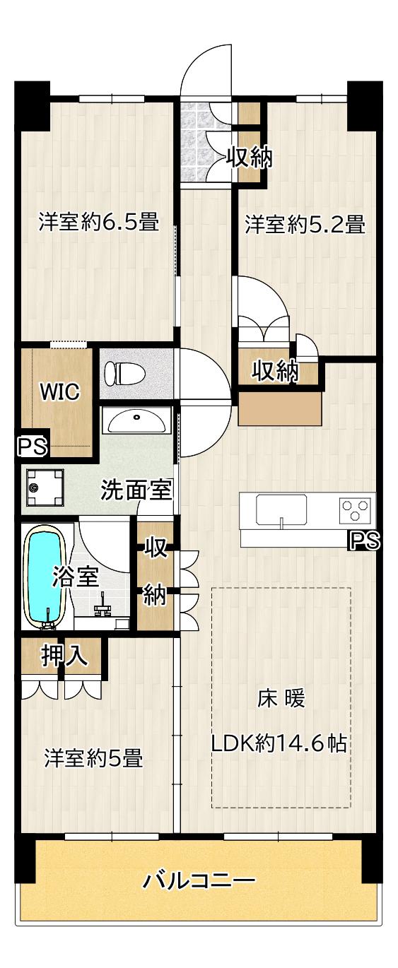 ノブレス宇都宮西(3LDK/8階)の間取り写真