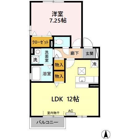 ティエラ(1LDK/1階)の間取り写真