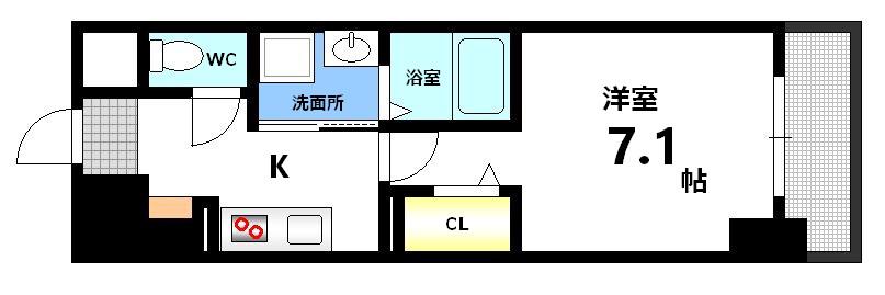 グランエッセ(1K/3階)の間取り写真