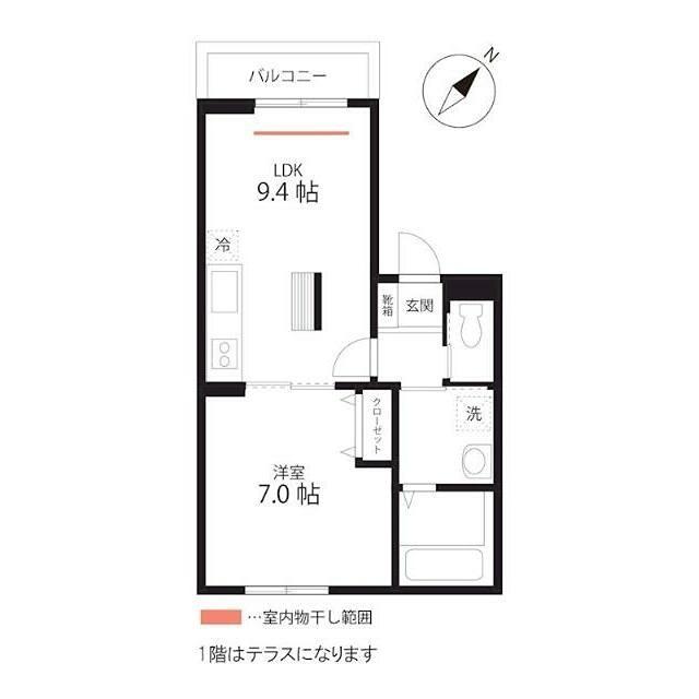 QUIETCRABHOUSETOGETHERWITHB生麦(1LDK/2階)の間取り写真