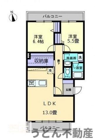 サンロイヤル元山(2LDK/3階)の間取り写真