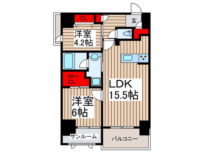 LA MAISON DU RAISIN(2LDK/5階)の間取り写真