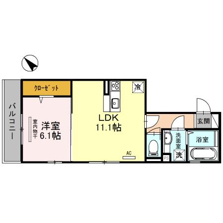 サニーヒルズ旭(1LDK/3階)の間取り写真