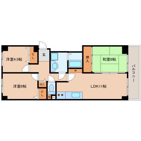 カサグランデ(3LDK/8階)の間取り写真