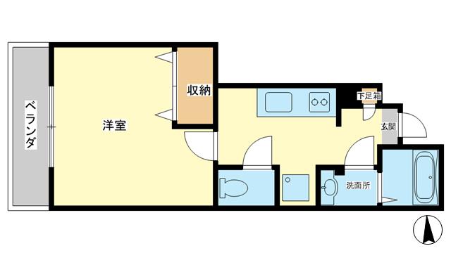イーストROAD手柄(1K/1階)の間取り写真