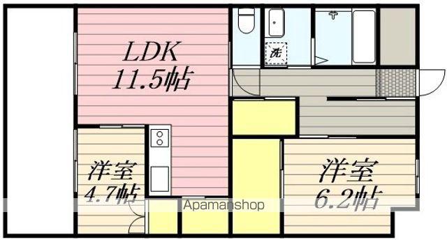 ディアコート新栄(2LDK/7階)の間取り写真