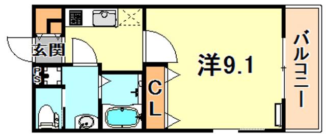 VIENTO南魚崎(1K/3階)の間取り写真