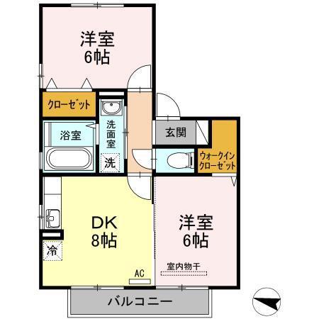 アイングルック(2DK/2階)の間取り写真