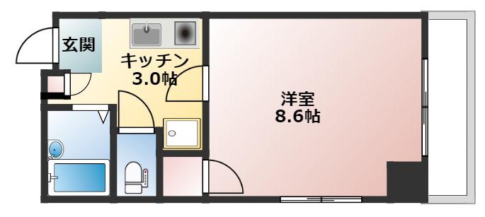 エンゼルハート加古町(1K/5階)の間取り写真