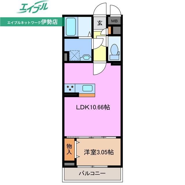 MTF-II咲(1LDK/2階)の間取り写真
