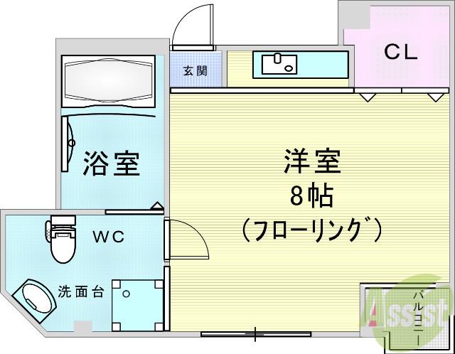 ベルグランデ新大阪(ワンルーム/4階)の間取り写真