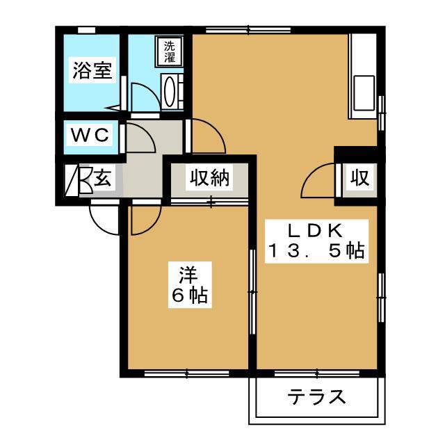 ターキーハイツ(1LDK/1階)の間取り写真